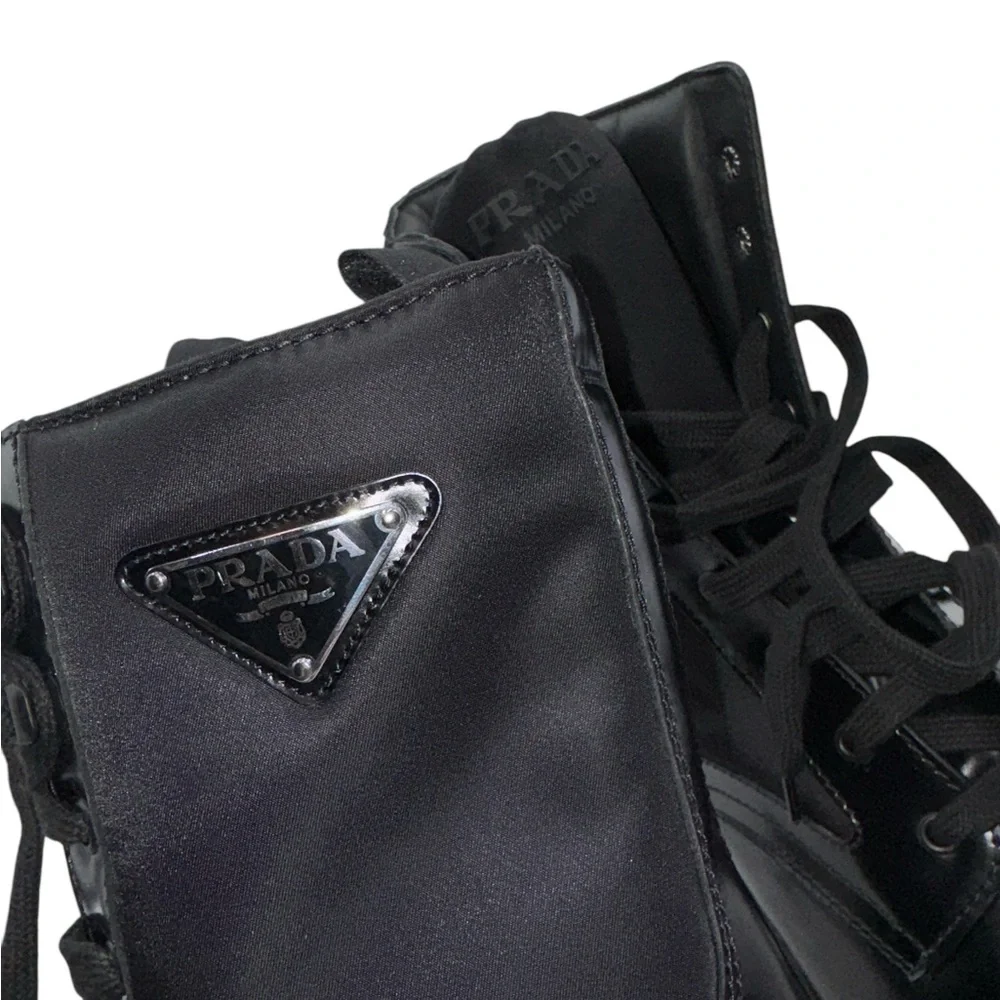 Prada
Men's Nylon & Leather Triangle Logo Combat Boots - Picture 3 of 5